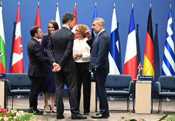 Meeting of NATO Ministers of Foreign Affairs HELSINGBORG, SWEDEN - MAY 22: Spanish Foreign Minister Jose Manuel Albares (L), Romanian Foreign Minister Dana Silvia Tolu (2nd L), NATO Secretary General Mark Rutte (3rd L) and Turkish Foreign Minister Hakan Fidan (R) attend the North Atlantic Council Foreign Ministers session within the NATO Foreign Ministers Meeting in Helsingborg, Sweden on May 22, 2026. Dursun Aydemir Anadolu Helsingborg Sweden. Editorial use only. Please get in touch for any other usage.  Copyright: x2026xAnadoluxDursunxAydemirx