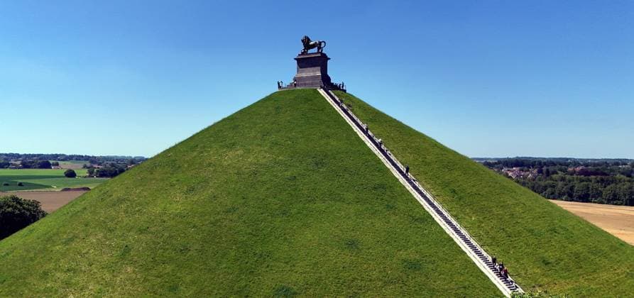 This aerial drone picture shows the Lion s Mound - Butte du Lion monument in Waterloo on Friday 22 May 2026, after a renovation.  ERICxLALMAND 174723057