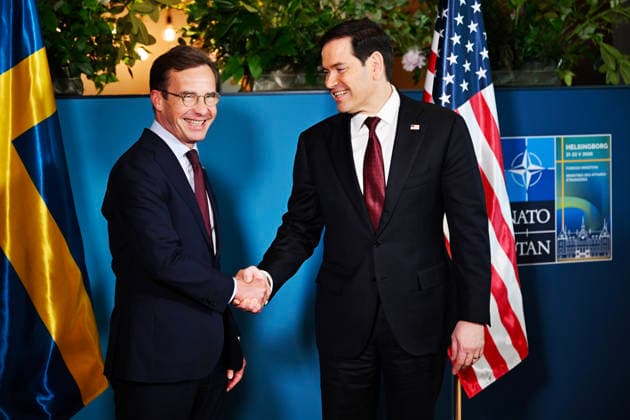 Sweden s Prime Minister Ulf Kristersson and US Secretary of State Marco Rubio shake hands in connection with the Meeting of NATO Ministers of Foreign Affairs in Helsingborg, Sweden, Friday 22 May, 2026. HELSINGBORG SWEDEN x50090x *** Sweden s Prime Minister Ulf Kristersson and US Secretary of State Marco Rubio shake hands in connection with the Meeting of NATO Ministers of Foreign Affairs in Helsingborg, Sweden, Friday 22 May, 2026 HELSINGBORG SWEDEN x50090x  Copyright: xJohanxNilsson TTx NATO FOREIGN MINISTERS MEETING HELSINKI J-N0eHrQpws