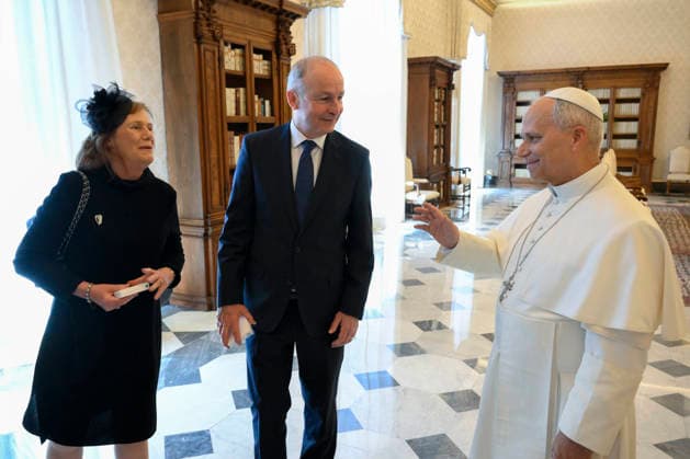 ITALY- REL VATICAN -POPE LEO XVI DURING A PRIVATE AUDIENCE WITH HIS EXCELLENCY MR.MICHEAL MARTIN,PRIME MINISTRE OF IRELAND May 22, 2026 ITALY REL - Vatican,May 22, 2026: Pope Leo XIV receives His Excellency Mr. Micheal Martin, Prime Minister of Ireland, in audience EDITORIAL USE ONLY - NO BOOKS Copyright: xVATICANxMEDIAx xCatholicxPressxPhotox