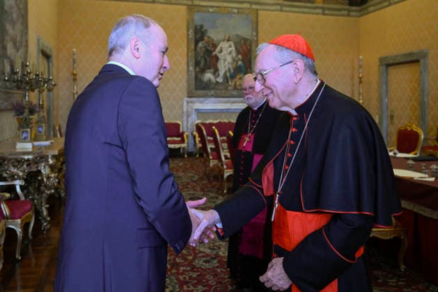 ITALY- REL VATICAN -POPE LEO XVI DURING A PRIVATE AUDIENCE WITH HIS EXCELLENCY MR.MICHEAL MARTIN,PRIME MINISTRE OF IRELAND May 22, 2026 ITALY REL - Vatican,May 22, 2026: Pope Leo XIV receives His Excellency Mr. Micheal Martin, Prime Minister of Ireland, in audience EDITORIAL USE ONLY - NO BOOKS Copyright: xVATICANxMEDIAx xCatholicxPressxPhotox