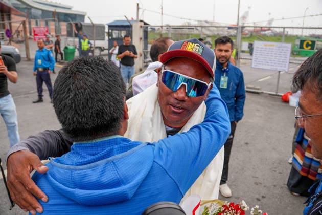Nepalese climber Kami Rita Sherpa extends world record with 32nd Mount Everest climb KATHMANDU, NEPAL-MAY 22: Friends and family members welcome Kami Rita Sherpa, 56, upon his arrival at the airport in Kathmandu, Nepal, on May 22, 2026, after the veteran mountaineer and guide set a new record by successfully summiting Mount Everest for the 32nd time. Sunil Pradhan Anadolu Kathmandu Nepal. Editorial use only. Please get in touch for any other usage.  Copyright: x2026xAnadoluxSunilxPradhanx