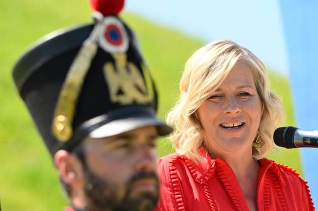 Works On World Famous Lion Of Waterloo Completed WATERLOO, BELGIUM - MAY 22: Vanessa Matz (Les Engages), Minister of Public Modernisation of Federal Government pictured during the official ceremony marking the completion of renovation and construction works at the world famous Butte du Lion, on May 22, 2026 in Waterloo, Belgium, 22 05 2026 Waterloo Belgium  Copyright: xPhilipxReynaersx