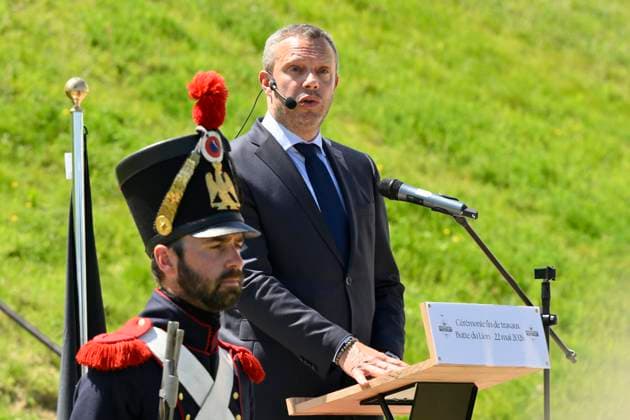 Works On World Famous Lion Of Waterloo Completed WATERLOO, BELGIUM - MAY 22: Thibault Danthine, Director of the Waterloo Battlefield Estate and representative of the Kléber Rossillon Waterloo company pictured during the official ceremony marking the completion of renovation and construction works at the world famous Butte du Lion, on May 22, 2026 in Waterloo, Belgium, 22 05 2026 Waterloo Belgium  Copyright: xPhilipxReynaersx