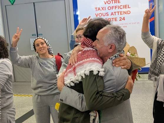 Protesters welcome returned Global Sumud Flotilla activists at Paris airport PARIS, FRANCE - MAY 22: Protesters welcome the Global Sumud Flotilla’s repatriated activists at the Roissy Charles de Gaulle Airport in Paris, France on May 22, 2026. Luc Auffret Anadolu Paris France. Editorial use only. Please get in touch for any other usage.  Copyright: x2026xAnadoluxLucxAuffretx