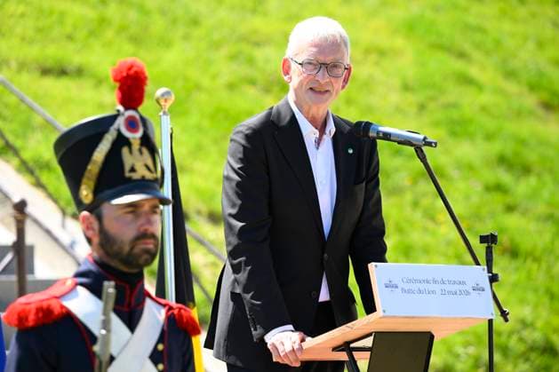 Works On World Famous Lion Of Waterloo Completed WATERLOO, BELGIUM - MAY 22: Olivier Alsteens, National Lottery pictured during the official ceremony marking the completion of renovation and construction works at the world famous Butte du Lion, on May 22, 2026 in Waterloo, Belgium, 22 05 2026 Waterloo Belgium  Copyright: xPhilipxReynaersx