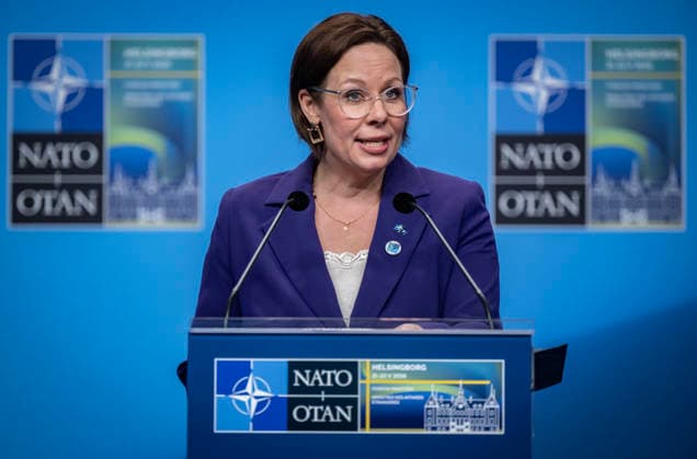 HELSINGBORG, SVERIGE 20260522 Sveriges utrikesminister Maria Malmer Stenergard (M) haller pressträff efter NATO:s utrikesministermöte pa Sea U i Helsingborg pa fredagen. HELSINGBORG SVERIGE x50090x *** HELSINGBORG, SWEDEN 20260522 Swedens Minister for Foreign Affairs Maria Malmer Stenergard M will hold a press conference after the NATO Foreign Ministers meeting at Sea U in Helsingborg on Friday HELSINGBORG SWEDEN x50090x  Copyright: xJohanxNilssonx xTTx NATOS UTRIKESMINISTERMÖTE HELSINGBORG Cpfw4Zl5ZBQ