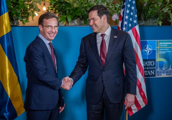 HELSINGBORG, SVERIGE 20260522 Statsminister Ulf Kristersson (M) hälsar pa USA:s utrikesminister Marco Rubio innan det bilaterala mötet pa NATO:s utrikesministermöte pa Sea U i Helsingborg pa fredagen. HELSINGBORG SVERIGE x50090x *** HELSINGBORG, SWEDEN 20260522 Prime Minister Ulf Kristersson M greets US Secretary of State Marco Rubio before the bilateral meeting at the NATO Foreign Ministers Meeting at Sea U in Helsingborg on Friday HELSINGBORG SWEDEN x50090x  Copyright: xJohanxNilssonx xTTx NATOS UTRIKESMINISTERMÖTE HELSINGBORG xbeAylmdQjE