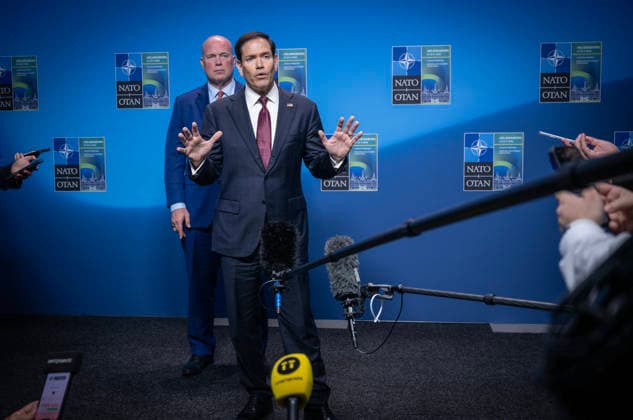 US Secretary of State Marco Rubio meets the press after the NATO Foreign Ministers meeting on Friday at Sea U in Helsingborg, Sweden on may 22, 2026. HELSINGBORG SWEDEN x50090x *** US Secretary of State Marco Rubio meets the press after the NATO Foreign Ministers meeting on Friday at Sea U in Helsingborg, Sweden on may 22, 2026 HELSINGBORG SWEDEN x50090x  Copyright: xJohanxNilsson TTx NATO FOREIGN MINISTERS MEETING HELSINGBORG EGzf-Wvr30Y