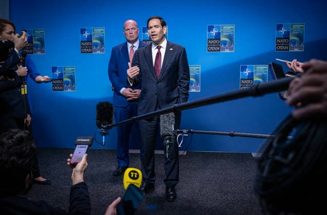 US Secretary of State Marco Rubio meets the press after the NATO Foreign Ministers meeting on Friday at Sea U in Helsingborg, Sweden on may 22, 2026. HELSINGBORG SWEDEN x50090x *** US Secretary of State Marco Rubio meets the press after the NATO Foreign Ministers meeting on Friday at Sea U in Helsingborg, Sweden on may 22, 2026 HELSINGBORG SWEDEN x50090x  Copyright: xJohanxNilsson TTx NATO FOREIGN MINISTERS MEETING HELSINGBORG M4tuHIp2nbc