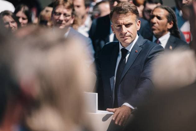 Emmanuel Macron, President of the French Republic during his speech at the European Forum on Computing Power, Quantum Sciences and Technologies, and Semiconductors at the Very Large Computing Centre of the French Alternative Energies and Atomic Energy Commission CEA in Bruyères le Châtel, south of Paris, le 22 mai 2026 Grégoire Campione Pool Bestimage French President during a visit to the European Forum on Computing Power, Quantum Sciences and Technologies, and Semiconductors at the Very Large Computing Centre of the French Alternative Energies and Atomic Energy Commission CEA in Bruyeres le Chatel, south of Paris, France, on May 22, 2026 Bruyères le Châtel France  Copyright: xGrÃ goirexCampione Pool BestimagexGrÃ goirexCampione Pool Bestimagex