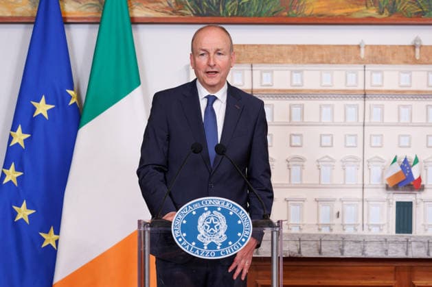 News - Giorgia Meloni meets with Irish Prime Minister Micheal Martin Italian Prime Minister Giorgia Meloni (not in view and Prime Minister of Ireland Micheal Martin attend a press conference after the meeting at Palazzo Chigi on May 22, 2026, Rome, Italy. Rome Palazzo Chigi Italy Copyright: xEmanuelaxVertollix xLiveMediax LPN_2464504