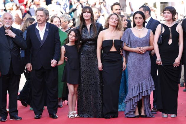 Cannes - Histoires De La Nuit The Birthday Party Red Carpet Benoit Magimel, Tawba El Gharchi, Monica Bellucci, Lea Mysius, Hafsia Herzi and Tatia Tsuladze at the Histoires De La Nuit (The Birthday Party) screening on the red carpet during the 79th annual Cannes Film Festival at Palais des Festivals on May 22, 2026 in Cannes, France. Photo by Jerome Domine ABACAPRESS.COM Cannes France  Copyright: xDominexJerome ABACAx