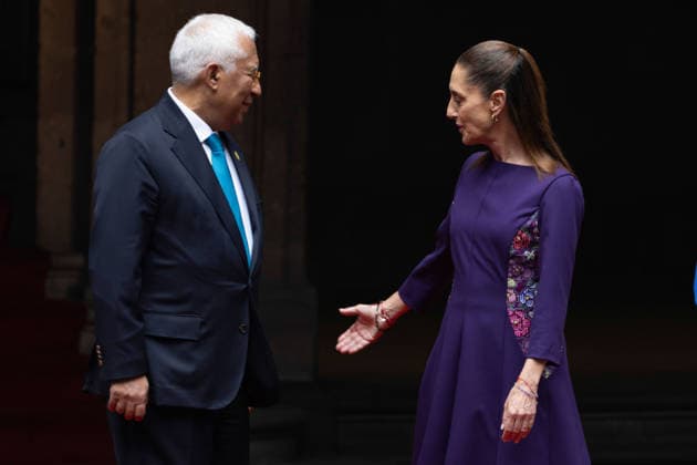 May 22, 2026, Mexico City, Mexico: Mexican President CLAUDIA SHEINBAUM received European Commission President URSULA VON DER LEYEN at the National Palace in Mexico City within the framework of the signing of the Modernized Global Agreement between Mexico and the European Union during the VIII Mexico European Union Summit. European Council President ANTONIO COSTA and officials from both governments also took part in the meeting. Mexico City Mexico  - ZUMAl178 20260522_znp_l178_017 Copyright: xCristianxLeyvax