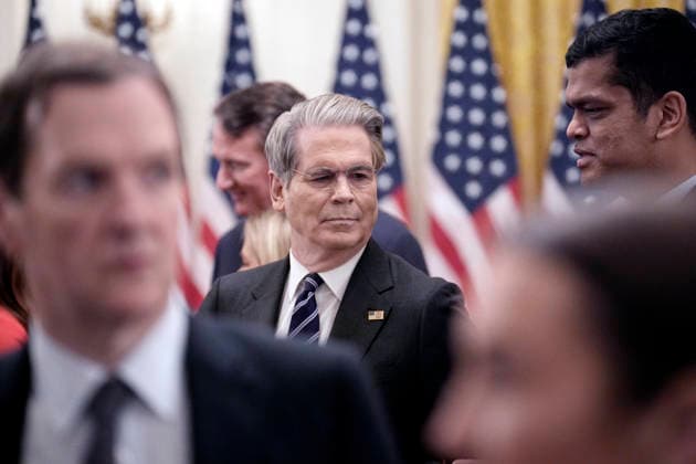 United States Secretary of the Treasury Scott Bessent attends a swearing-In ceremony for Kevin Warsh as the new Chairman of the Federal Reserve in the East Room of the White House in Washington, DC, USA, in Washington on Friday, May 22, 2026. Copyright: xYurixGripasx xPoolxviaxCNPx MediaPunchx