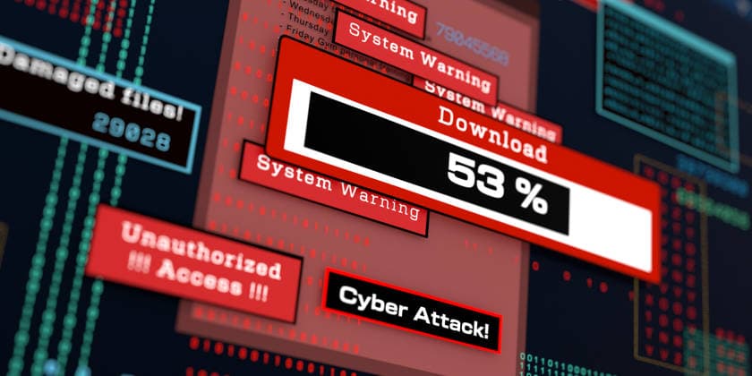 Computer screen with cyber crime warning signs, unauthorizes access, virus detected and illegal download, system hacked. Computer screen with cyber crime warning signs, unauthorizes access, virus detected and illegal download, system hacked. Computer crime, privacy, spyware, identity theft, data breach, network security, firewall, encryption. img_technology106s04_computer_crime