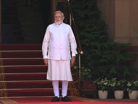 NEW DELHI, INDIA - MAY 22: Prime Minister Narendra Modi waits to receive the President of the Republic of Cyprus, Nikos Christodoulides for a high-level bilateral summit at Hyderabad House on May 22, 2026 in New Delhi, India. Following a closed-door meeting attended by External Affairs Minister S Jaishankar and National Security Advisor Ajit Doval, the two leaders issued a landmark joint press statement announcing the formal elevation of India-Cyprus relations to a Strategic Partnership. (Photo by Sonu Mehta Hindustan Times) PM Narendra Modi And Cyprus President Nikos Christodoulides Hold Bilateral Meeting At Hyderabad House In Delhi