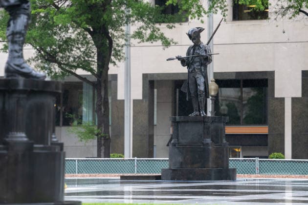 May 22, 2026, Washington, Dc, United States: New statues have appears in Freedom Plaza, just blocks from the White House in Washington, DC on May 22, 2026. The statutes are part of President Donald TrumpÃ¢â‚¬â ¢s beautification efforts of federal parks and lands in the Capitol. Washington United States  - ZUMAl312 20260522_znp_l312_051 Copyright: xAndrewxLeydenx