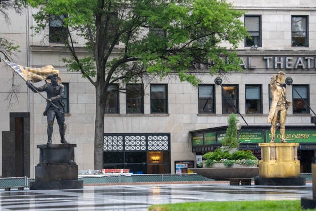 May 22, 2026, Washington, Dc, United States: New statues have appears in Freedom Plaza, just blocks from the White House in Washington, DC on May 22, 2026. The statutes are part of President Donald TrumpÃ¢â‚¬â ¢s beautification efforts of federal parks and lands in the Capitol. Washington United States - ZUMAl312 20260522_znp_l312_052 Copyright: xAndrewxLeydenx