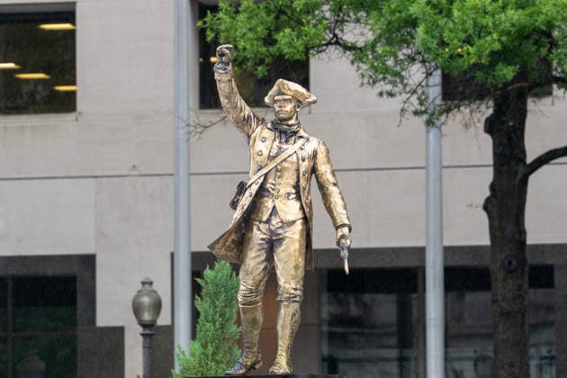 May 22, 2026, Washington, Dc, United States: New statues have appears in Freedom Plaza, just blocks from the White House in Washington, DC on May 22, 2026. The statutes are part of President Donald TrumpÃ¢â‚¬â ¢s beautification efforts of federal parks and lands in the Capitol. Washington United States - ZUMAl312 20260522_znp_l312_048 Copyright: xAndrewxLeydenx