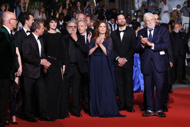 Cannes - L Objet Du Delit Crescendo Red Carpet Agnes Jaoui, Daniel Auteuil, Claire Chust, Oussama Kheddam, Vincenzo Amato, Patrick Mille, Herve Pierre, Emmanuel Salinger and Jacques Weber at the L Objet Du Delit (Crescendo) screening on the red carpet during the 79th annual Cannes Film Festival at Palais des Festivals on May 22, 2026 in Cannes, France. Photo by Jerome Domine ABACAPRESS.COM Cannes France  Copyright: xDominexJerome ABACAx