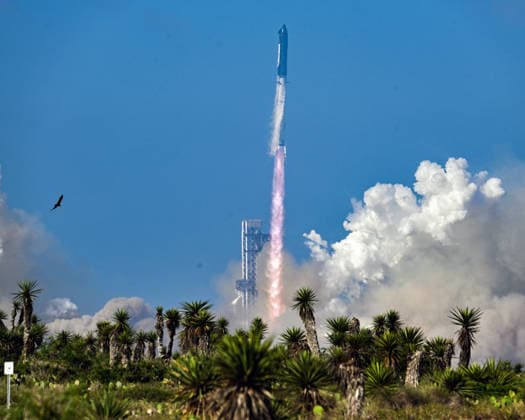 The new and upgraded SpaceX Super Heavy Booster launches Starship on the twelfth test flight at 5:30 PM from the new Orbital Launch Pad 2 at Starbase, Texas on Friday, May 22, 2026. The upgraded booster will land in the Gulf of America while the Starship spacecraft will touch down in the Indian Ocean.  SBP20260522014 JOExMARINO