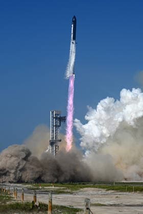 The new and upgraded SpaceX Super Heavy Booster launches Starship on the twelfth test flight at 5:30 PM from the new Orbital Launch Pad 2 at Starbase, Texas on Friday, May 22, 2026. The upgraded booster will land in the Gulf of America while the Starship spacecraft will touch down in the Indian Ocean.  SBP20260522021 JOExMARINO