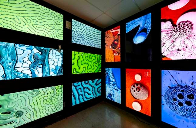 May 22,, 2026 - Los Angeles, California, USA - An installation by cosmodernism is seen at a preview for the Hospital of Emotions, a large-scale, site-specific, pop-up art experience taking place at the former St. Vincent Medical Center..Presented by House of Art and Dreams, ROYVA and the St. Vincent Behavioral Health Campus, the exhibition spans four floors and 80 rooms, including patient rooms, operating rooms and nurses stations, each holding a work of art depicting one of five emotions: love, fear, hope, anger and joy. The exhibition is open to the public from May 27 to July 31. Los Angeles USA  - ZUMAce6_ 20260522_zaf_ce6_012 Copyright: xBrianxCahnx