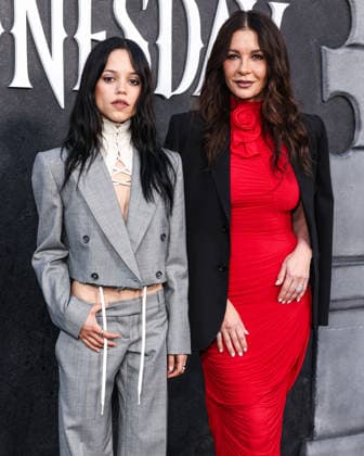 Netflix FYSEE LA - Wednesday Season 2 ATAS Emmy FYC Event HOLLYWOOD, LOS ANGELES, CALIFORNIA, USA - MAY 22: American actress Jenna Ortega wearing McQueen Pre Fall 2026, styled by Enrique Melendez and Welsh actress Catherine Zeta-Jones wearing Magda Butrym arrive at the Netflix FYSEE LA - Wednesday Season 2 ATAS (Academy of Television Arts and Sciences) Emmy FYC (For Your Consideration) Event held at the Hollywood Forever Cemetery on May 22, 2026 in Hollywood, Los Angeles, California, United States. Hollywood Hollywood Forever Cemetery California United States Copyright: xXavierxCollin ImagexPressxAgencyx