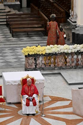May 23, 2026, Acerra, Italy: Pope Leo XIV in the cathedral of Acerra (Naples), 23 May 2026. Leo is visiting the community of the Land of Fires (Terra dei fuochi), an area in the Southern Italian region of Campania were, systematically, since the end of the 80s, toxic wastes have been dumped by organized crime (Camorra) causing waste-related environmental crimes. ANSA CIRO FUSCO Acerra Italy  - ZUMAa110 20260523_zaf_a110_001 Copyright: xCiroxFuscox