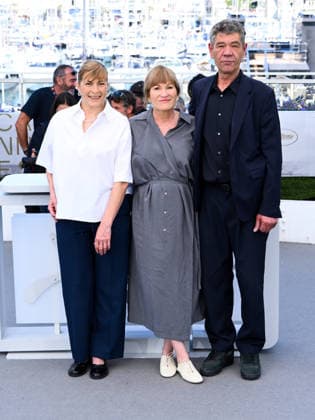 IPA84989296 - Cannes, 79th Cannes Film Festival 2026 - Day 12. Das Geträumte Abenteuer (The Dreamed Adventure). Yana Radeva, Valeska Grisebach and Syuleyman Alilov Letifov are pictured.  Copyright: xAlbertoxTerenghix xPoolxPhotoxEventsx07x 84989296