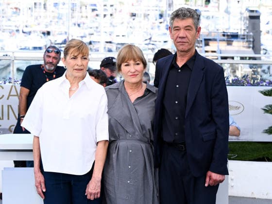 IPA84989305 - Cannes, 79th Cannes Film Festival 2026 - Day 12. Das Geträumte Abenteuer (The Dreamed Adventure). Yana Radeva, Valeska Grisebach and Syuleyman Alilov Letifov are pictured.  Copyright: xAlbertoxTerenghix xPoolxPhotoxEventsx07x 84989305