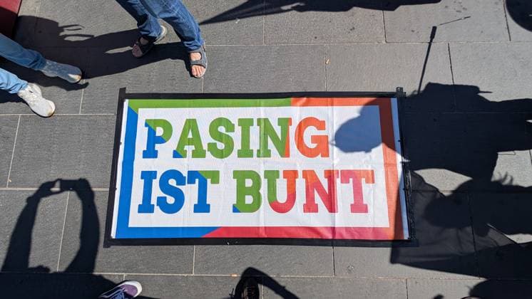 May 23, 2026, Munich, Bavaria, Germany: Under the banner of Pasing ist Bunt (Pasing is Diverse), the residents of the Pasing district of Munich, Germany assembled an emergency protest against the extreme-right AfD party who held an event across the street. Munich Germany - ZUMAb160 20260523_abp_b160_010 Copyright: xSachellexBabbarx