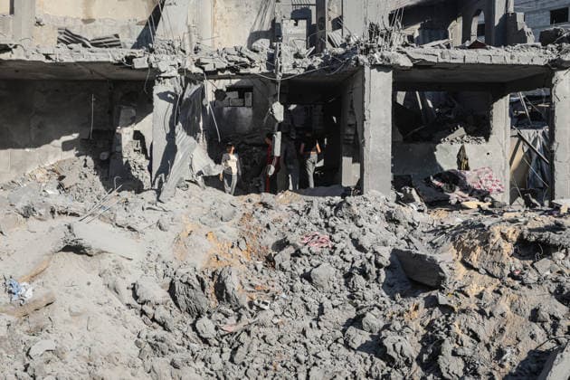 Palestinians inspect damage following Israeli strike in Bureij camp Palestinians inspect damage to homes and streets following an Israeli strike on a house and shops in the Bureij refugee camp in the central Gaza Strip on May 23, 2026. According to residents, the strike came after the collapse of a ceasefire agreement between Hamas and Israel. Photo by Moiz Salhi apaimages Bureij Gaza Strip Palestinian Territory 230526_Al-Bureij_MS_00(14) Copyright: xapaimagesxMoizxSalhixx xapaimagesx