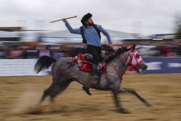 8th Ethnosport Culture Festival in Istanbul ISTANBUL, TURKIYE - MAY 23: An athlete on horseback competes in an equestrian javelin during the 8th Ethnosport Culture Festival organized by the World Ethnosport Confederation at Ataturk Airport in Istanbul, Turkiye, on May 23, 2026. Bunyamin Celik Anadolu Istanbul Turkey. Editorial use only. Please get in touch for any other usage.  Copyright: x2026xAnadoluxBunyaminxCelikx