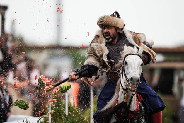 8th Ethnosport Culture Festival in Istanbul ISTANBUL, TURKIYE - MAY 23: An athlete on horseback competes during the 8th Ethnosport Culture Festival organized by the World Ethnosport Confederation at Ataturk Airport in Istanbul, Turkiye, on May 23, 2026. Hakan Akgun Anadolu Istanbul Turkey. Editorial use only. Please get in touch for any other usage.  Copyright: x2026xAnadoluxHakanxAkgunx