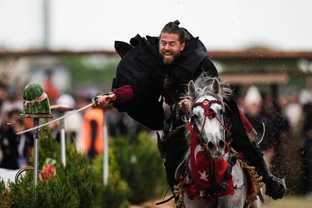 8th Ethnosport Culture Festival in Istanbul ISTANBUL, TURKIYE - MAY 23: An athlete on horseback competes during the 8th Ethnosport Culture Festival organized by the World Ethnosport Confederation at Ataturk Airport in Istanbul, Turkiye, on May 23, 2026. Hakan Akgun Anadolu Istanbul Turkey. Editorial use only. Please get in touch for any other usage.  Copyright: x2026xAnadoluxHakanxAkgunx