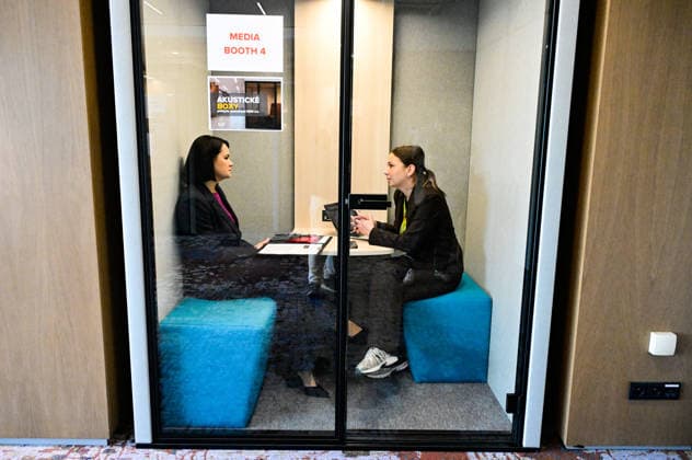 Sviatlana Tsikhanouskaya, a representative of Belarusian democratic forces, gives an interview to the Czech News Agency (CTK),xinxPrague,xonxMayx23,x2026.xAxdeeperxmilitaryxintegrationxbetweenxRussiaxandxBelarusxposesxaxsecurityxthreatxtoxallxofxEurope,xnotxjustxtoxthexcountriesxonxthexeasternxflankxofxNATO,xshexsaidxinxanxinterview.xAccordingxtoxher,xthexregimexofxBelarusianxauthoritarianxleaderxAlexanderxLukashenkoxservesxasxaxtoolxforxMoscowxtoxintimidatexandxpressurexEuropeanxstates.x(CTKxPhoto RomanxVondrous) CTKPhotoP2026052204536  CTKPhotoP2026052204536