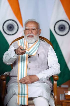 RECORD DATE NOT STATED 19th Rozgar Mela: PM Modi distributes 51,000 appointment letters to newly-appointed youths in various government departments & organisations New Delhi, May 23 (ANI): Prime Minister Narendra Modi during the virtual address to a gathering on the 19th edition of Rozgar Mela, in New Delhi on Saturday. (Narendra Modi Photo Gallery ANI Photo) NEW DELHI Delhi India Copyright: xANIx ANI_20260523079