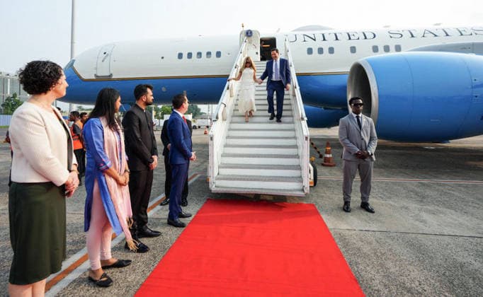 RECORD DATE NOT STATED US Secretary of State Marco Rubio and his wife Jeanette D. Rubio arrive in Delhi New Delhi, May 23 (ANI): US Secretary of State Marco Rubio and his wife Jeanette D. Rubio arrive in Delhi after their visit to Kolkata, in New Delhi on Saturday. US Ambassador to India Sergio Gor also present. (@SecRubio X ANI Photo) New Delhi Delhi India Copyright: xANIx ANI_20260523118
