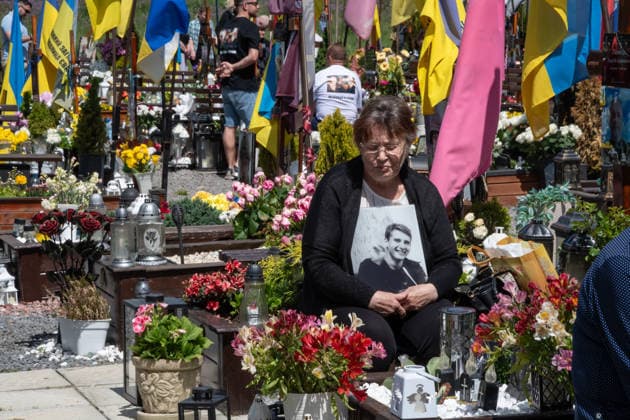 Commemoration procession held on Heroes Day in Lviv, Ukraine LVIV, UKRAINE, MAY 23: Military and civilians take part in a ceremony to honor the memory of fallen servicemen at the honorary burial grounds at the Lychakiv Cemetery during the Day of Heroes of Ukraine in Lviv, Ukraine, May 23, 2026. Also on this day, military personnel, police, members of youth organizations and civilians marched through the city in a solemn procession dedicated to all participants of the ATO JFO, war veterans and participants who died or are fighting for the freedom of Ukraine. Olena Znak Anadolu Lviv Ukraine. Editorial use only. Please get in touch for any other usage.  Copyright: x2026xAnadoluxOlenaxZnakx