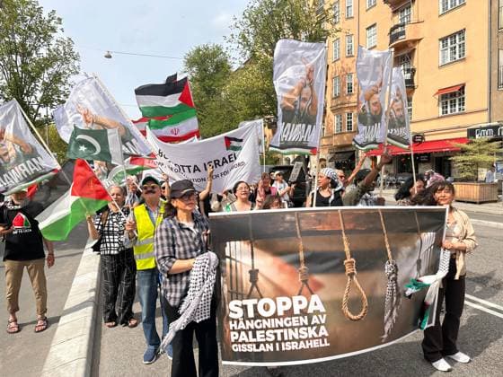 Israel s intervention in the Global Sumud Flotilla was protested in Sweden STOCKHOLM, SWEDEN - MAY 23: Demonstrators, holding banners, gather at Odenplan Square to protest the Israeli army s intervention against the Global Sumud Flotilla, which set sail to deliver humanitarian aid to the Gaza Strip, in Stockholm, Sweden, on May 23, 2026. Convened by numerous non-governmental organizations, the crowd demanded an immediate halt to alleged Israeli war crimes in Gaza and marched through the city center to condemn the interception of the flotilla and the mistreatment of international activists. Atila Altuntas Anadolu Stockholm Sweden. Editorial use only. Please get in touch for any other usage.  Copyright: x2026xAnadoluxAtilaxAltuntasx