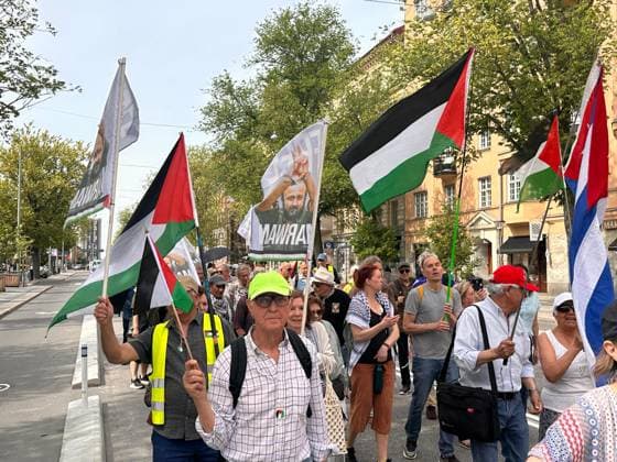 Israel s intervention in the Global Sumud Flotilla was protested in Sweden STOCKHOLM, SWEDEN - MAY 23: Demonstrators, holding banners, gather at Odenplan Square to protest the Israeli army s intervention against the Global Sumud Flotilla, which set sail to deliver humanitarian aid to the Gaza Strip, in Stockholm, Sweden, on May 23, 2026. Convened by numerous non-governmental organizations, the crowd demanded an immediate halt to alleged Israeli war crimes in Gaza and marched through the city center to condemn the interception of the flotilla and the mistreatment of international activists. Atila Altuntas Anadolu Stockholm Sweden. Editorial use only. Please get in touch for any other usage.  Copyright: x2026xAnadoluxAtilaxAltuntasx
