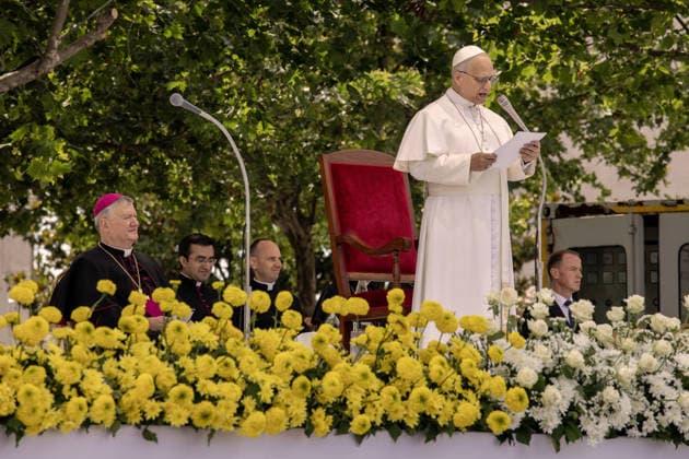 Pope Leo XIV in Acerra ACERRA, ITALY - MAY 23: Pope Leo XIV is seen during the meeting with the faithful in Calipari square in Acerra, Italy, on May 23, 2026. Pope Leo XIV visited Acerra, located in the heart of the so-called Land of Fires , sadly known for the environmental pollution generated by the illegal burial of toxic waste. Alessio Paduano Anadolu Naples Italy. Editorial use only. Please get in touch for any other usage.  Copyright: x2026xAnadoluxAlessioxPaduanox