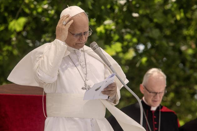Pope Leo XIV in Acerra ACERRA, ITALY - MAY 23: Pope Leo XIV is seen during the meeting with the faithful in Calipari square in Acerra, Italy, on May 23, 2026. Pope Leo XIV visited Acerra, located in the heart of the so-called Land of Fires , sadly known for the environmental pollution generated by the illegal burial of toxic waste. Alessio Paduano Anadolu Naples Italy. Editorial use only. Please get in touch for any other usage.  Copyright: x2026xAnadoluxAlessioxPaduanox