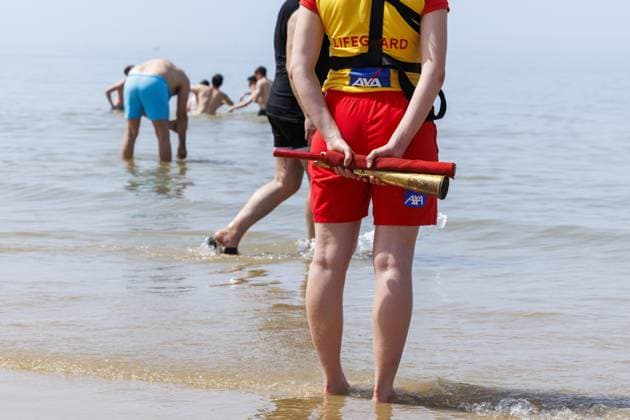 Life Guard pictured at the Belgian coast in Oostende, on Saturday 23 May 2026. Tourists are expected to flock the Belgian coast, as temperatures are rising for the weekend.  NICOLASxMAETERLINCK 174833830