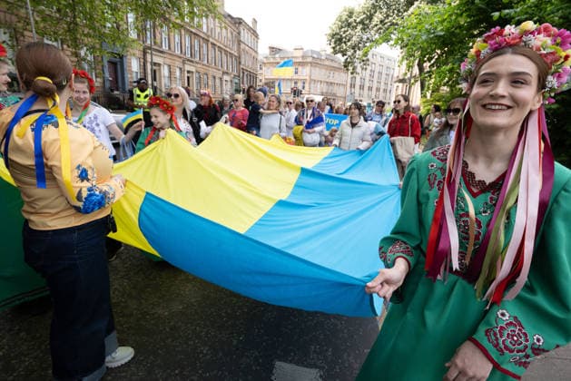 May 23, 2026, Glasgow, Scotland, UK: Members of the Ukrainian community in Scotland held their annual Vyshyvanka Parade in Glasgow under the slogan Together in Tradition, Together in Scotland. The event celebrated Ukrainian culture and identity, centred on the traditional embroidered shirt known as the vyshyvanka, and was held as part of worldwide Vyshyvanka Day celebrations. Glasgow UK - ZUMAs357 20260523_zip_s357_005 Copyright: xCameronxScottx