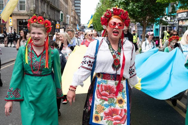 May 23, 2026, Glasgow, Scotland, UK: Members of the Ukrainian community in Scotland held their annual Vyshyvanka Parade in Glasgow under the slogan Together in Tradition, Together in Scotland. The event celebrated Ukrainian culture and identity, centred on the traditional embroidered shirt known as the vyshyvanka, and was held as part of worldwide Vyshyvanka Day celebrations. Glasgow UK - ZUMAs357 20260523_zip_s357_022 Copyright: xCameronxScottx
