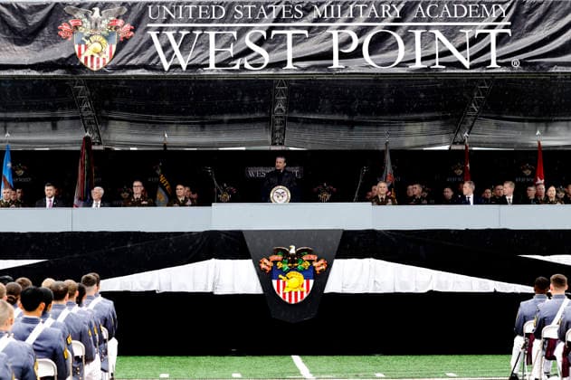 United States Secretary of Defense Pete Hegseth delivers the graduation address at the West Point Class of 2026 s commencement ceremony in Michie Stadium at the United States Military Academy in West Point, New York on Saturday, May 23, 2026. .  NYP20260523908 PeterxFoley