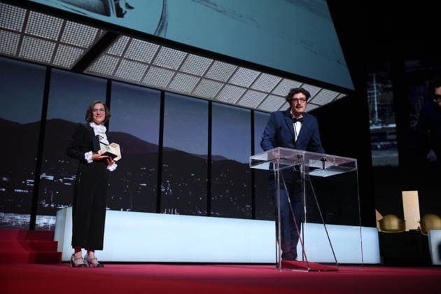Cannes - Closing Ceremony Carla Simon and Argentine director Federico Luis celebrates on stage after winning the Short Film Palme d Or for the film For the Opponents (Para los contrincantes) during the closing ceremony of the 79th edition of the Cannes Film Festival in Cannes, France on May 23, 2026. Photo by Eliot Blondet ABACAPRESS.COM Cannes France  Copyright: xBlondetxEliot ABACAx